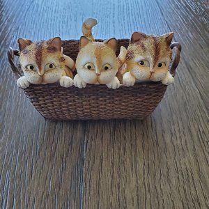 Kriebel Curious Cat Figurine Kitten Basket 2001